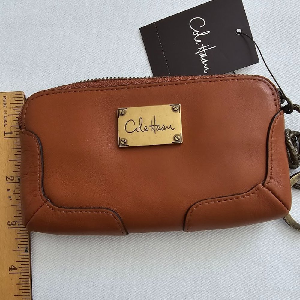 NWT Cole Haan Key Chain Credit Card Case British Tan